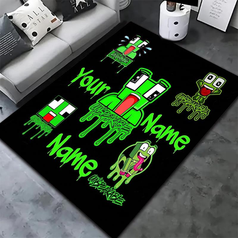 Green Pixel Forest Custom Name Carpet Rug For Living Room Bedroom Home Sofa Decoration Kids Play Nonslip Floor Mat