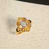 Italian Brushed Craft Cloth Qi Lati Retro Court Style Cross Flower Ring Women'S Diamond Four-Leaf Clover Ring