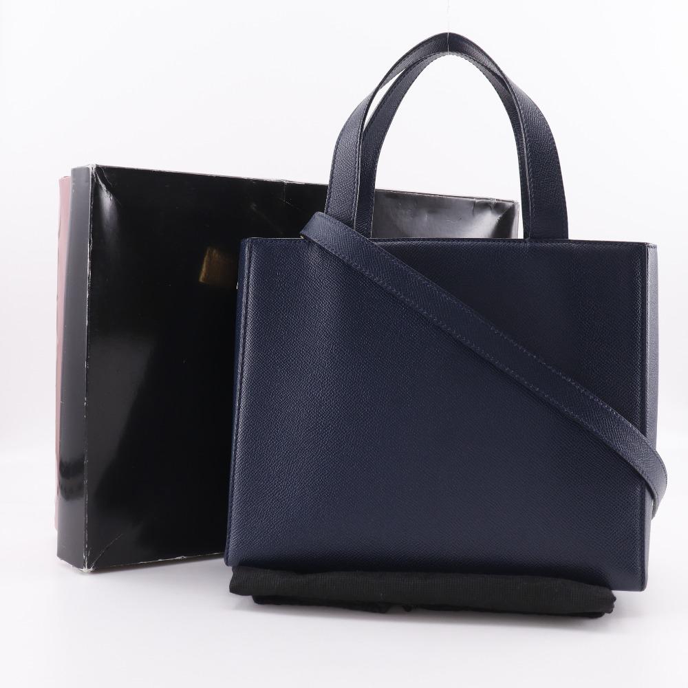 Celine 2WAYShoulder Handbag MC1739 Vintage Navy Blue Calfskin Women Used