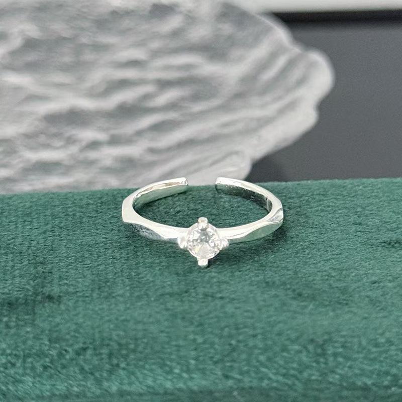 Simple Lace Hollow Open Ring Women'S Light Luxury Micro-Inlaid Zircon Temperament Sweet Jewelry