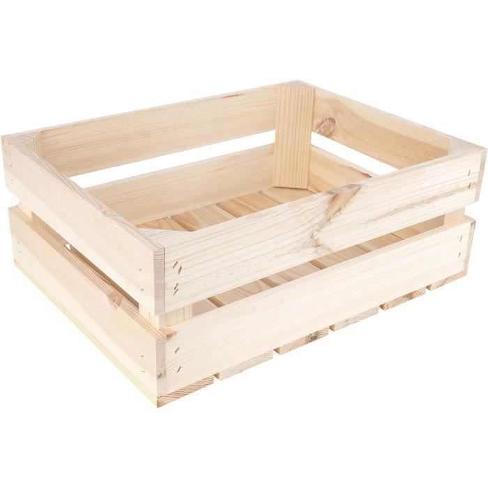 Caisse De Rangement - CREATIVE DECO - Bois Naturel - 40 X 30 X 15 Cm