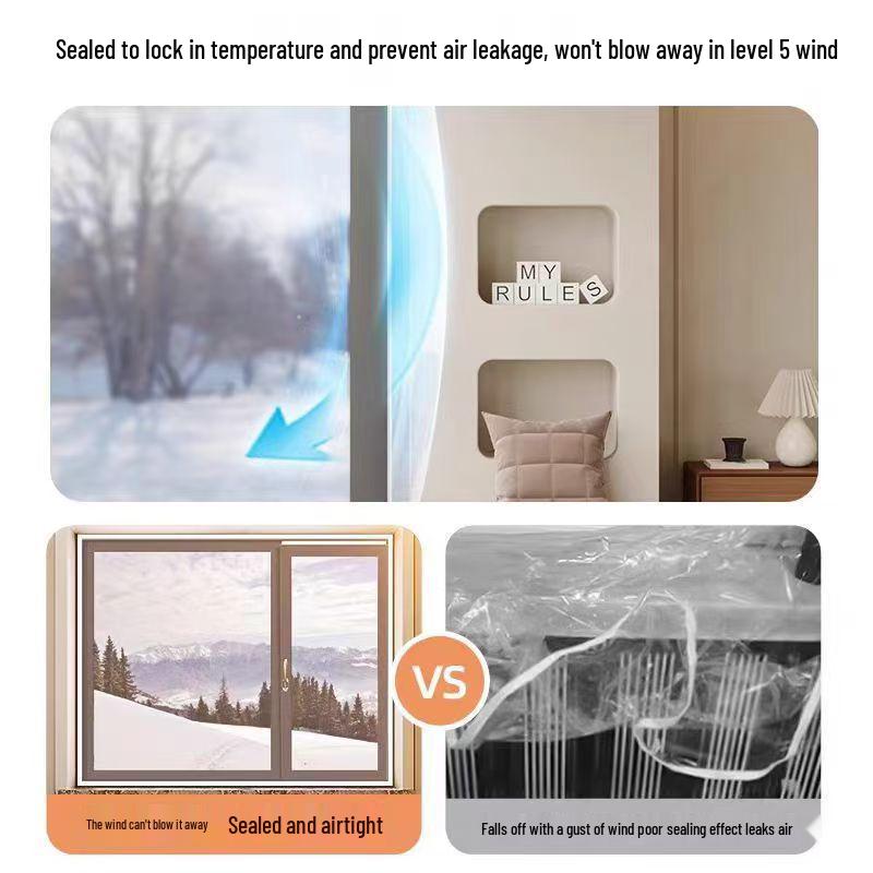 Thickened Window Insulation Film with Magic Tape for Easy Installation - Cold-Proof Windproof Barrier for Doors and Windows.