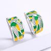 Pastoral Green Mori Enamel Zircon Earrings Women'S Elegant Stud Earrings Wedding Vacation Jewelry