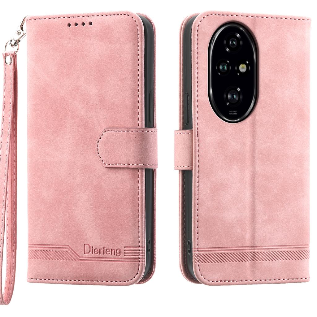 DIERFENG DF-03 For Honor 200 Pro 5G Case Lines Imprinted Leather Wallet Phone Cover