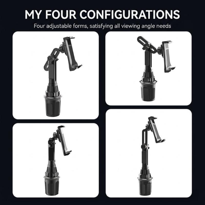 Car Cup Holder Long Arm Design Universal Vehicle Mount Stable Support Compatible Tablets Smartphones AdjustableTablet Stand