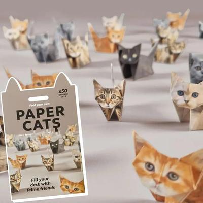 Kreativní roztomilá koťátka Origami Papercraft Kits Ručně skládací roztomilé figurky koček DIY Papírové kočky