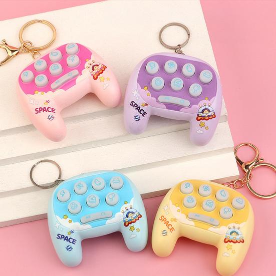 Cartoon Handheld Game Keychain with Whack-a-Mole LED Light Mini Electronic Toy Pendant for Bags Backpacks Fun Grab Machine Prize Gift for Kids Teens