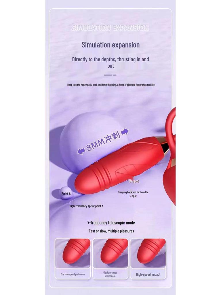 Dual-Head Gardenia Vibrator: Licking, Sucking, & Telescopic Features for Women's Pleasure