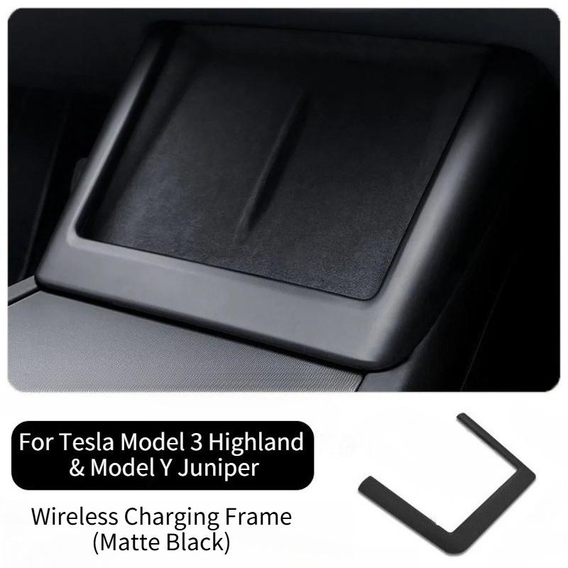 Wireless Charging Decorative Frame for Tesla Model Y Juniper 2026 Central Control Silicone Pad Interior Panel Car Accessories