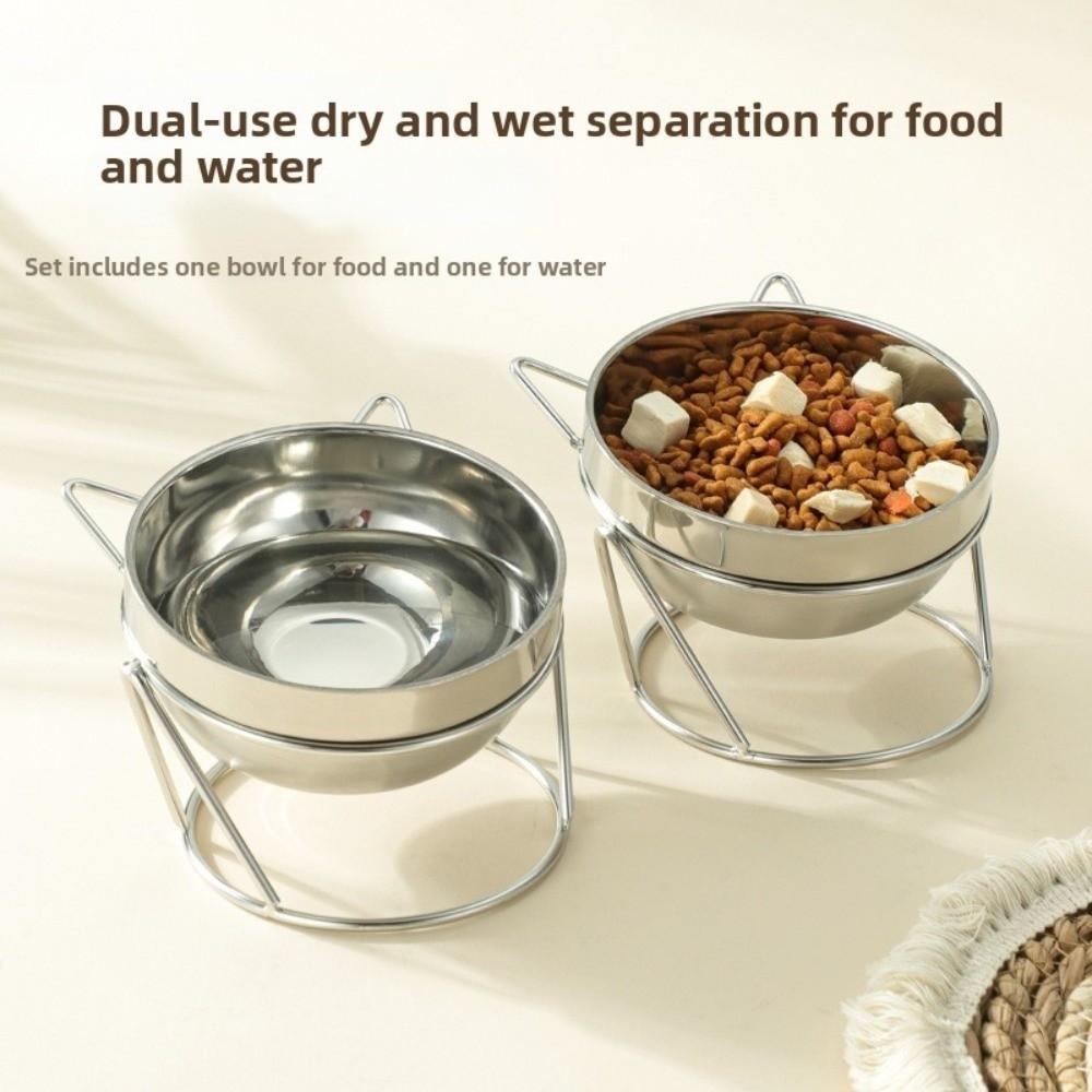 Fall-Resistant Cat Bowl With Stand Stainless Steel Stainless Steel Cat Bowl Pet Water Bowl For Pet