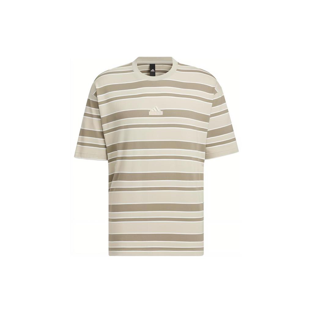 New Adidas Sportswear FL Stripe T Shirt Asia Sizing 'Tan Olive Green IT3928