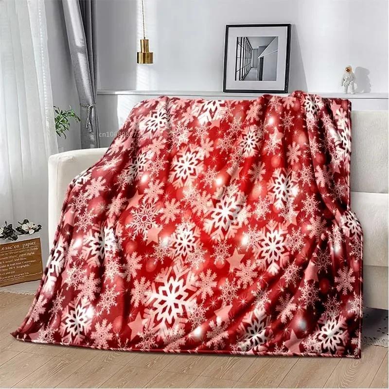 1pc Red Christmas Blanket Snowflake Print Warm Smooth Flannel Blanket for Living Room Bedroom New Year Christmas Gift Home Decor