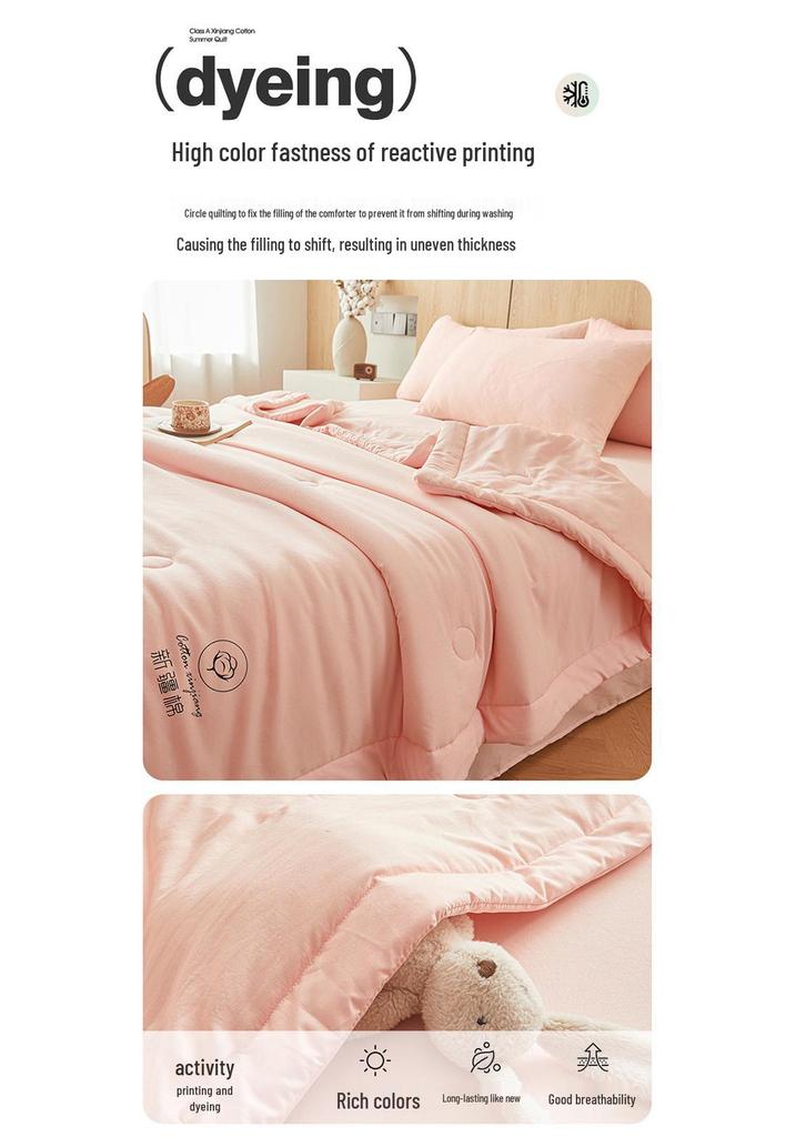 Xinjiang Cotton Summer Quilt: Lightweight, Machine-Washable, Thin Comforter for Dorms and Double Beds