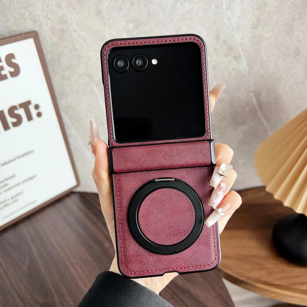 Retro Skin-friendly PU Leather Phone Case For Motorola Moto Razr 70 50 Ultra 60 Razr 2026 2025 2025 Rotable Holder Protect Cover