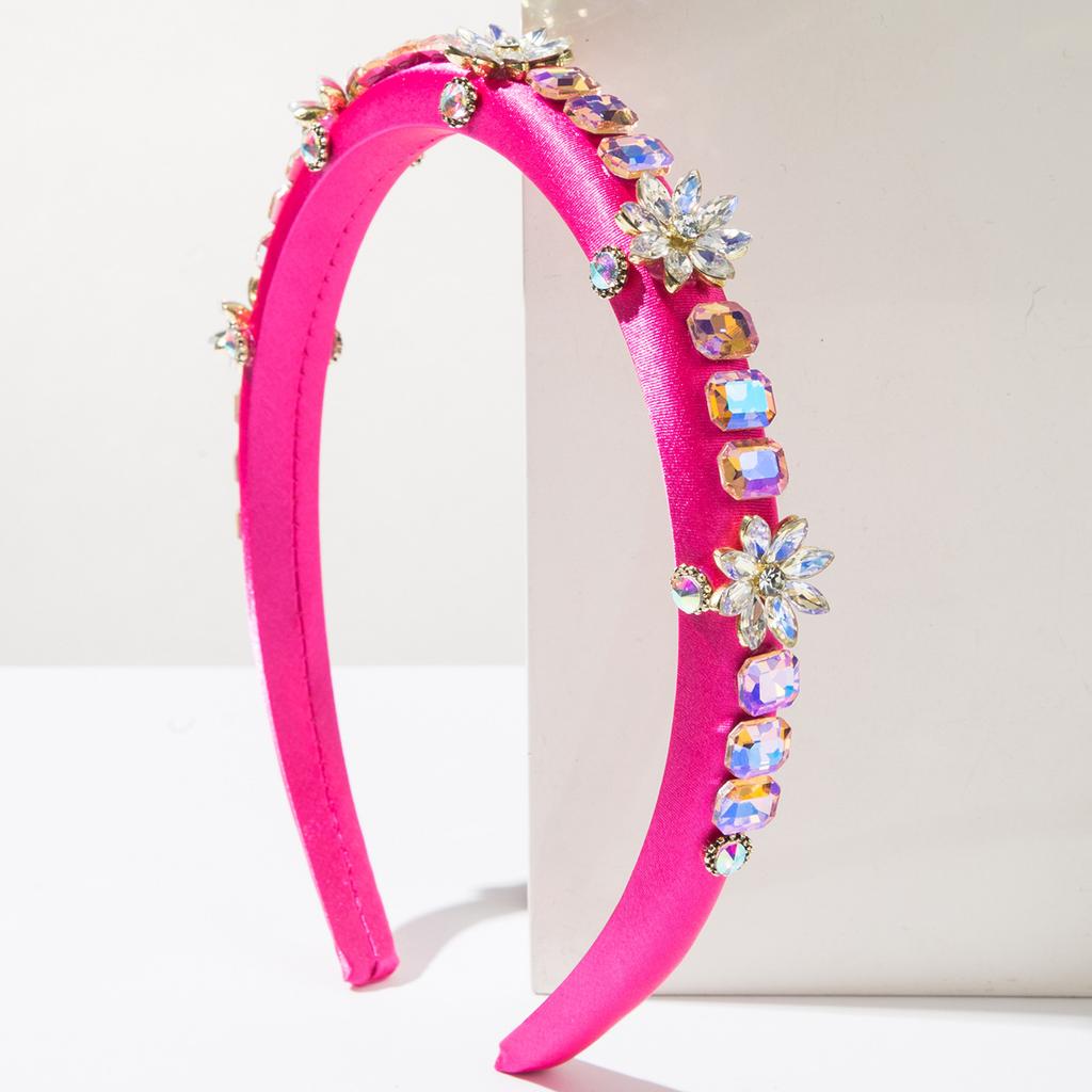Luxury Pastel Colorful Hairband Sparkling Square Crystal Flower Hair Accessory Sweet Elegant Prom Birthday Party Headwear