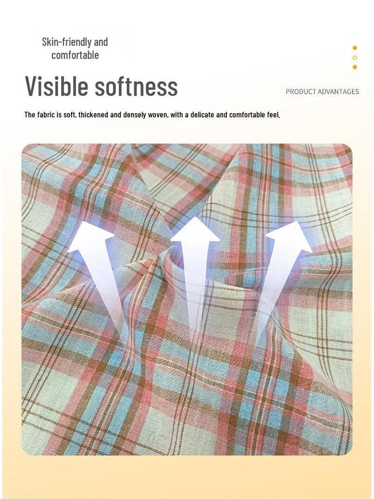 Imitation Linen Breathable Summer Plaid Fabric for Shirts and Dresses
