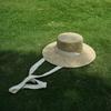 French Retro Salty Grass Seaweed Big Brim Lace-Up Flat Top Top Top Hat Woven Straw Hat Women'S Summer Sunshade Sun Protection Holiday Beach