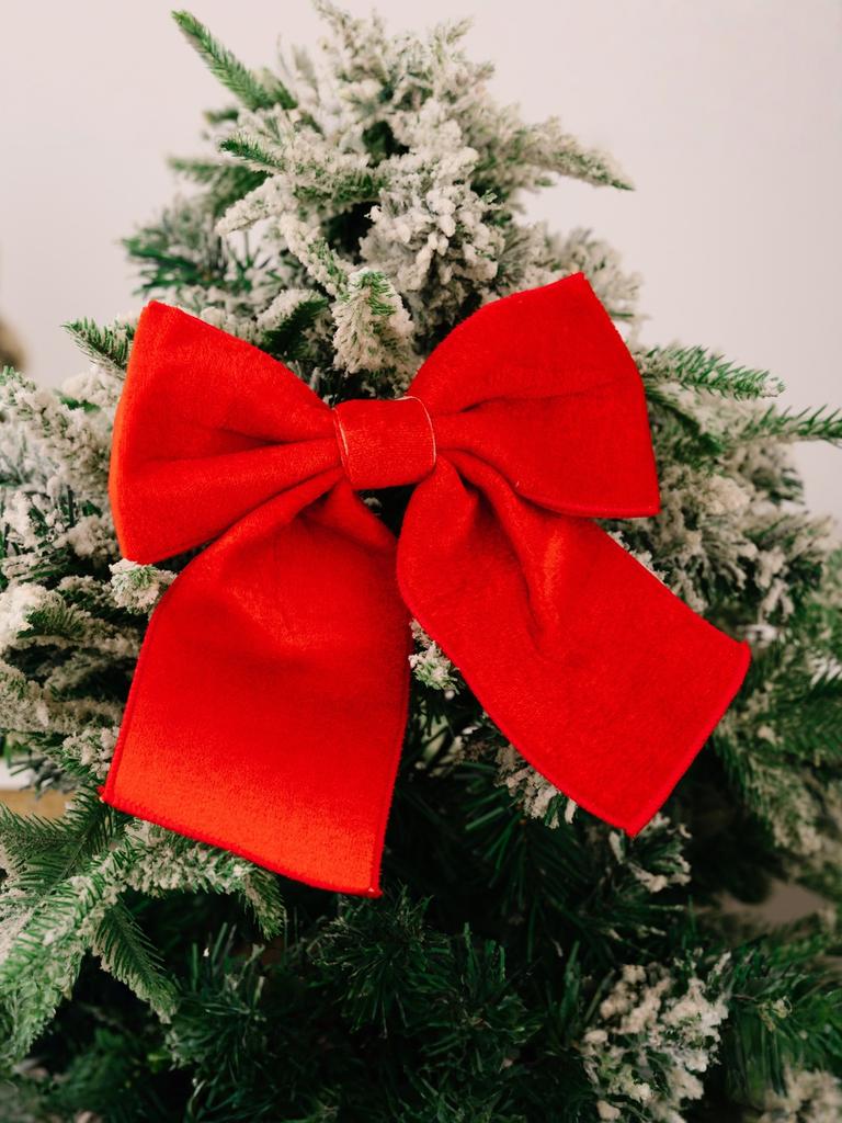 1 piece Christmas Decorations: Peak Red Flocked Ribbon Butterfly Bow Christmas Tree Hanging Ornament Edged Sponge Butterfly Bow