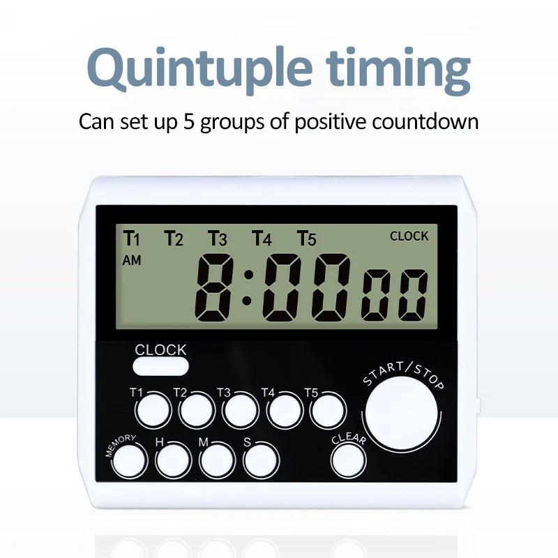 Digital Kitchen Timer 5 Channel Alarm Clock Home Cooking Baking Games Office Timer Kitchen Accessories Alarm Clock With 3 Volume