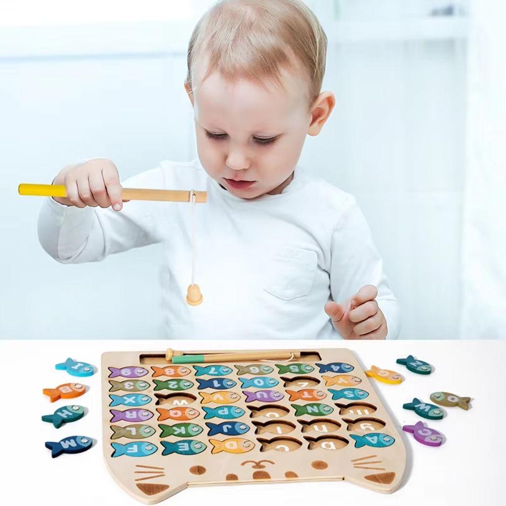Montessori Alphabet Fishing Toy Set Magnetic Number Fishing Game Toys  Birthday Gift