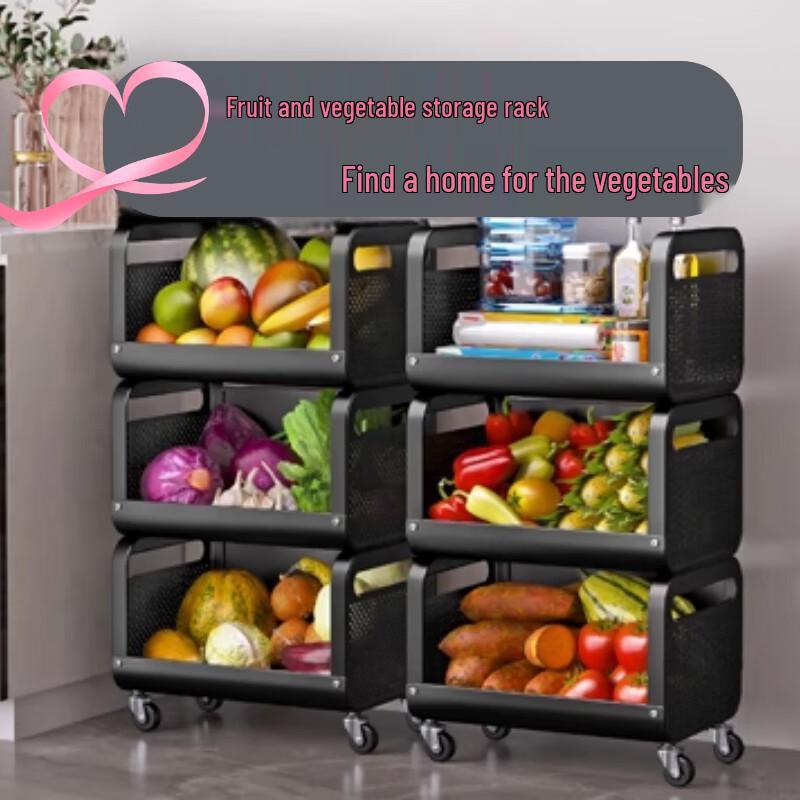 Beiying 3-Tier Rolling Kitchen Storage Cart