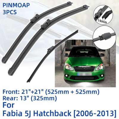 3PCS für SKODA Fabia 5J Fließheck 2006-2013 21" 21" 13" vorne hinten Wischerblätter Windschutzscheibe Windschutzscheibe Fensterschneider Zubehör 2010 2011 2012 2013