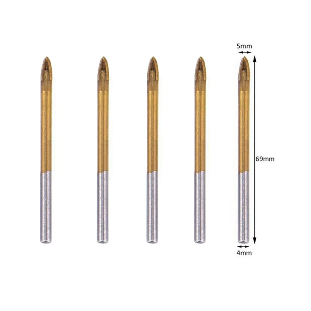 5-piece 5-12mm Glass Drill Bit Set Suitable For Reaming And Deburring Walls, Tiles, Glass, Metal, Marble, And Wood.