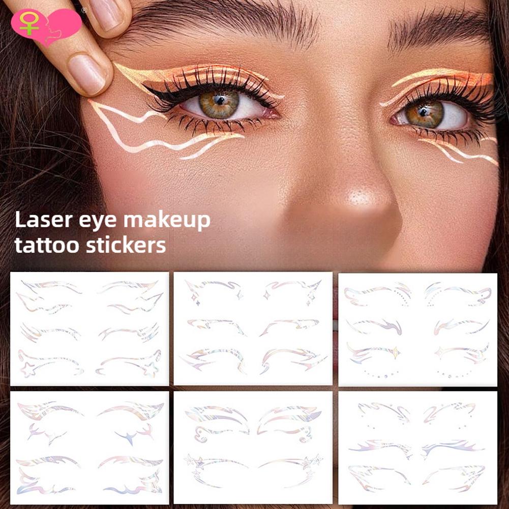 Evropský a americký oční make-up tetovací samolepky vodotěsné simulační make-up oční samolepky na obličej Q6J6