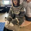 U Fair Island soft waxy loose casual sweater women's autumn and winter lazy wind thickened alpaca hair contrasting color knitted sweater
