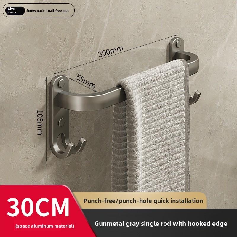 Modern Aluminum Wallmounted Towel Rack With Antimildew Finish For Bathroom And Kitchen Storage