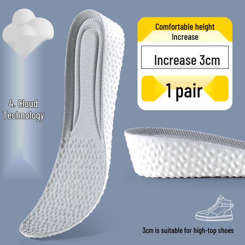 Universal Invisible Height-Boosting Insoles: Odor-Resistant, Breathable, Non-Collapsing, Super Soft for Men & Women, Ideal for Sports & Training