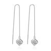 Sleek Minimalist Fashionable For Women Stylish Long Chain Tassel Earrings Korean Style Aaa Cube Pendant Drop Earrings JewelrySimple Chain