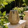 Nostalgie Rattan Woven Solar Lantern, Outdoor Faux Light, Rustic Waterproof Powered Hanging Lantern for Garden Balcony Patio Porch Decor