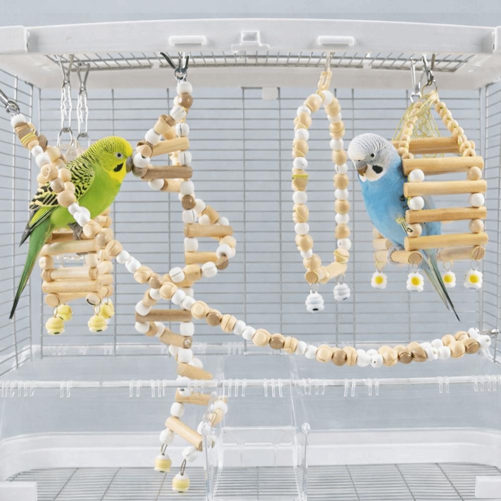 Sturdy Parrots Perches Toys Wooden Birds Climbing Ladder Exercise Playstand  Grinding Claws