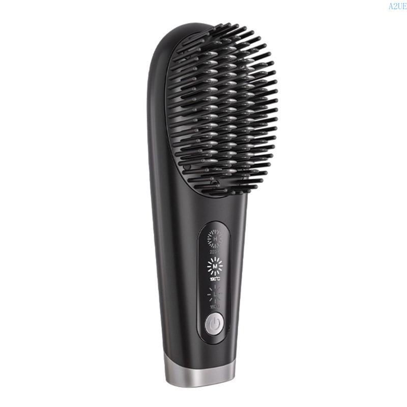 A2UE Ceramic Hair Straightener Brush Comb, 3 Adjustable Heat Levels Efficient Styling чёрный