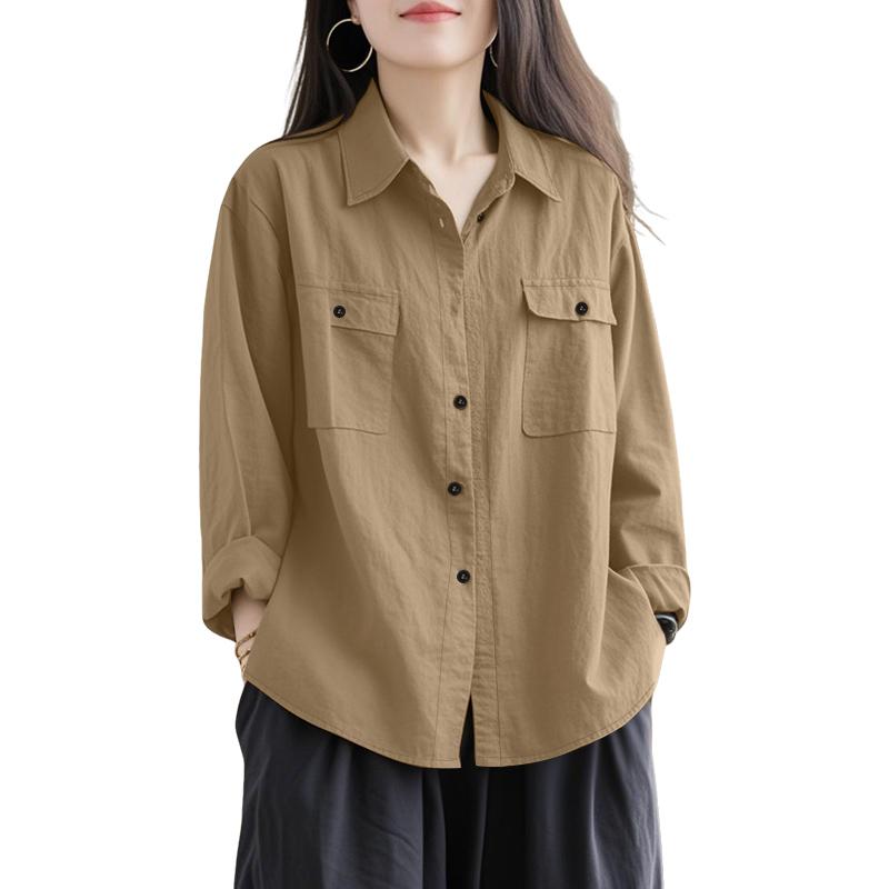 ZANZEA Women Casual Turn Down Collar Loose Long Sleeve Blouse