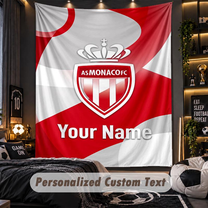 TapestryMonaco FC Custom Name Text Personalized Wall Hanging Tapestry Home Wall Decor