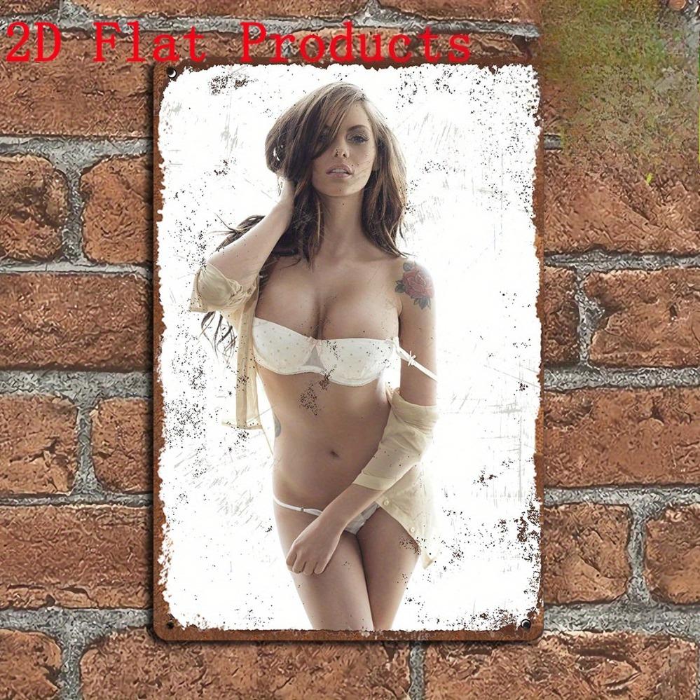 

BRAHMIHITA Ретро Девушка Металлическая Жестяная Вывеска 12x8 Дюймов Винтажное Настенное Искусство Декор для Мужской Комнаты Бар Ванная Гостиная PreDri 20x30cm