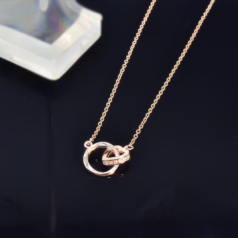 Mobius Love Double Ring Necklace Versatile Non-Fading Titanium Steel Collarbone Chain