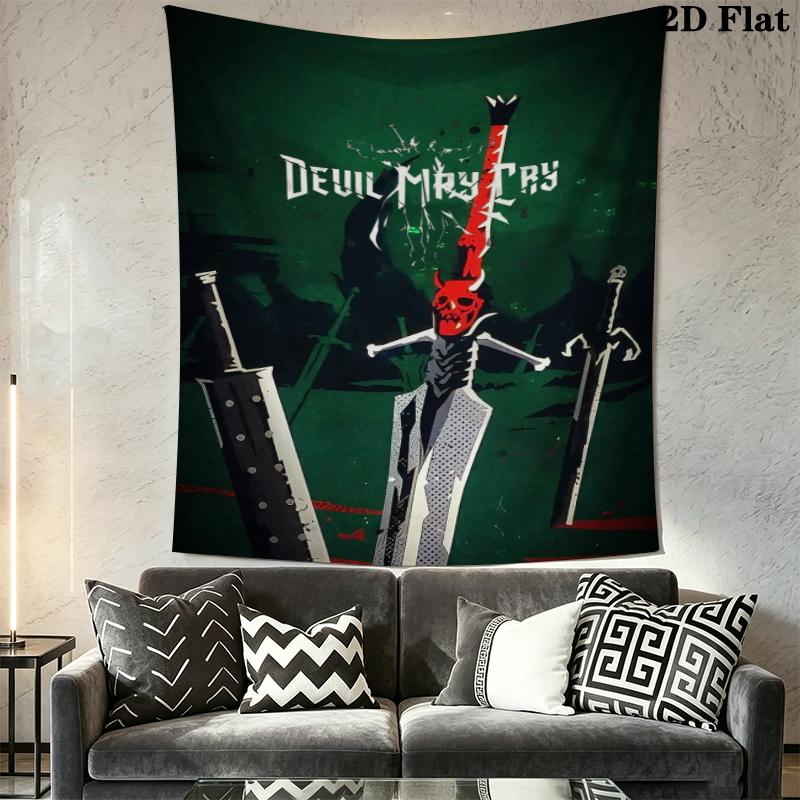 Devil May Cry Wall Tapestry Aesthetic Wall Hanging Printed Fabric Blanket Decorative Tapestries for Bedroom Living Room Home Decor
