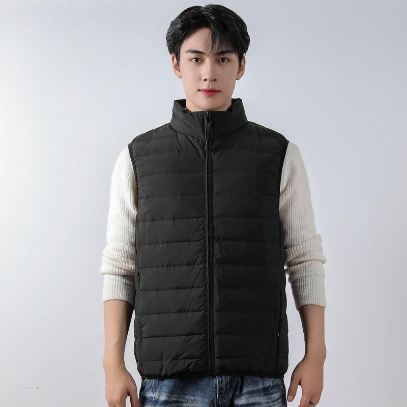 Men's 90-fleece men's stand-up collar vest seamless fabric down jacket vest new large-size coat