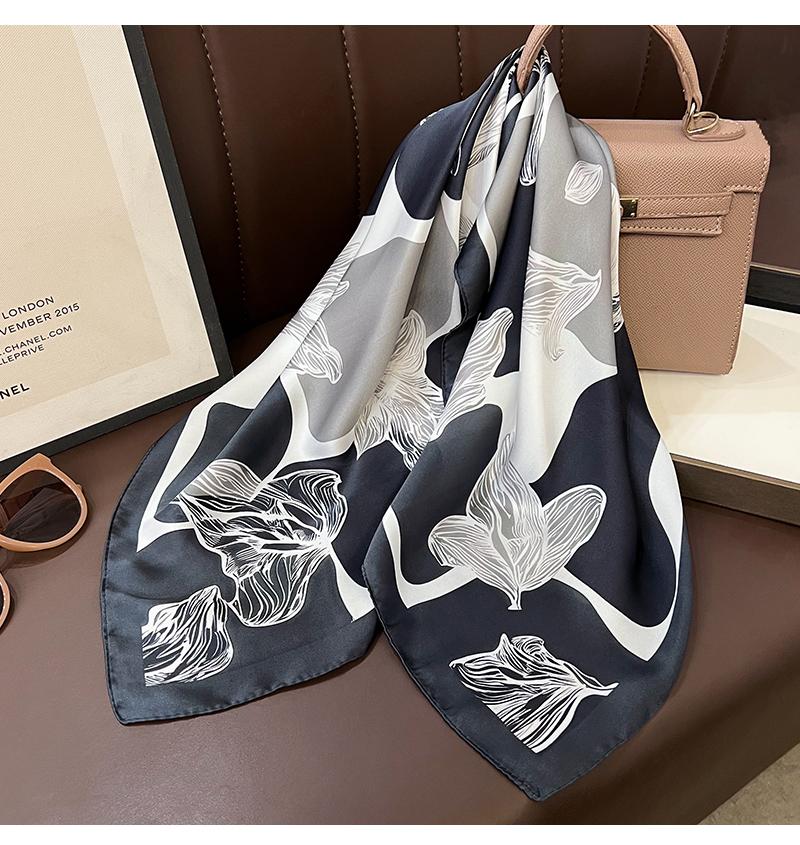 Korean Style Fashion Thin Silk Like Square Scarf For Women Summer Versatile Decorative Neckerchief