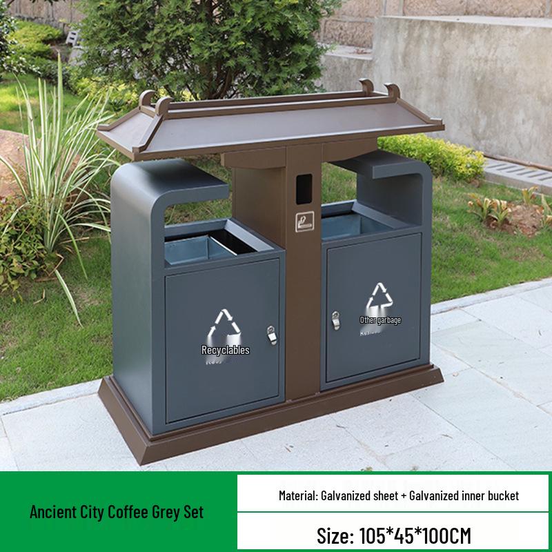 Antique Chinese Style Outdoor Trash Can for Parks and Scenic Areas