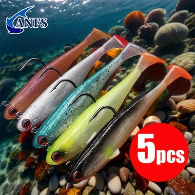 5pcs Jig Head Soft Fishing Lure Swimbaits for Bass Fishing Premium Fishing Bait for Freshwater Saltwater Pesca