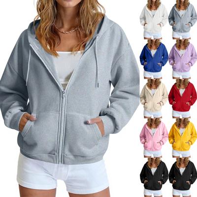 Women’s Casual Full Zip Up Hoodie Long Sleeve Loose Fit Sweatshirt with Pockets Lightweight Hooded Jacket for Everyday Wear