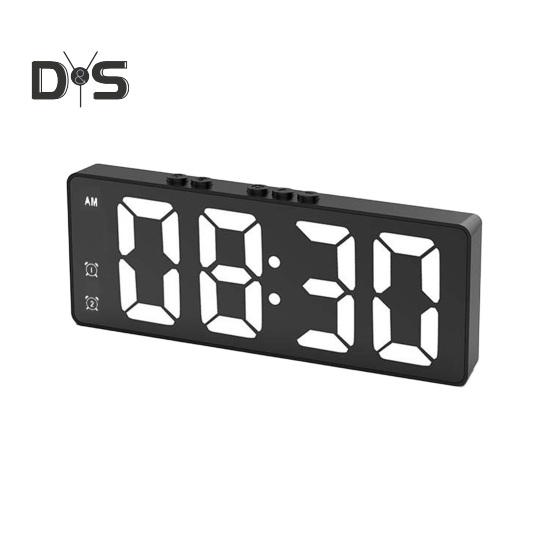 

Цифровой будильник с датчиком температуры и влажности, регулировкой яркости, питание от батареек, большой светодиодный дисплей для спальни A чёрный