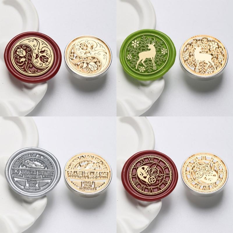 5Pcs Butterfly Rose Embossed Seal Stamp Replaceable Seal Stamp Head for Letter Envelope Christmas Card Party Invitations