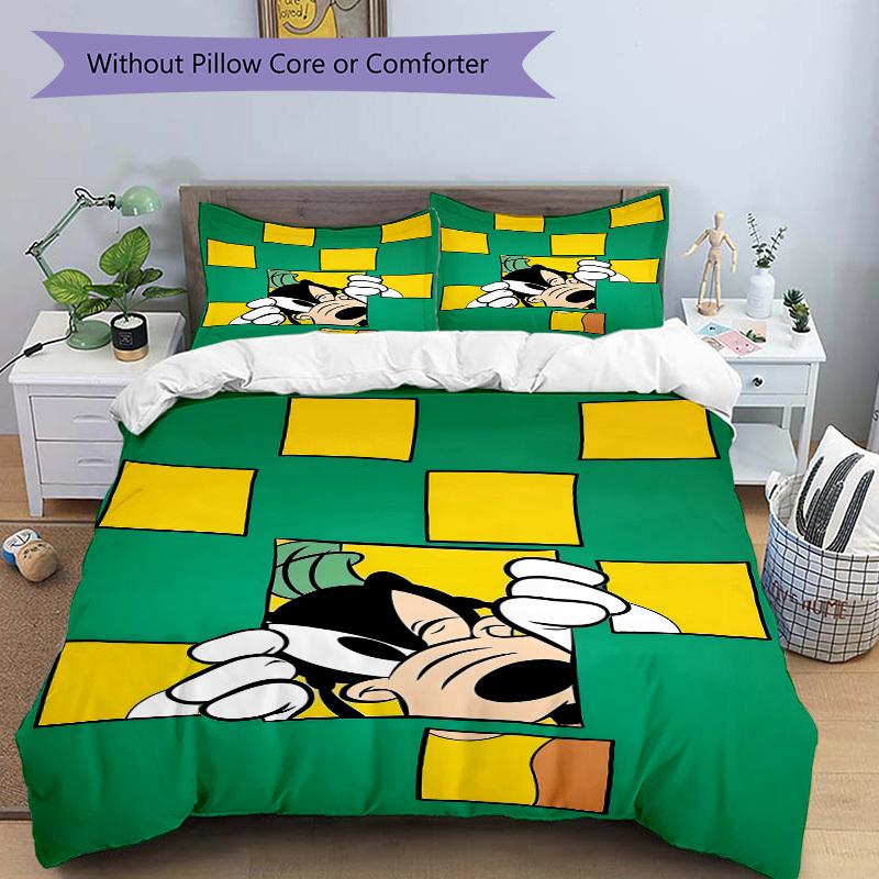 3pcs set Gofy1pc of quilt cover+2pcs of pillowcase, no core, print bedding, All Seasons Bedroom Setting119