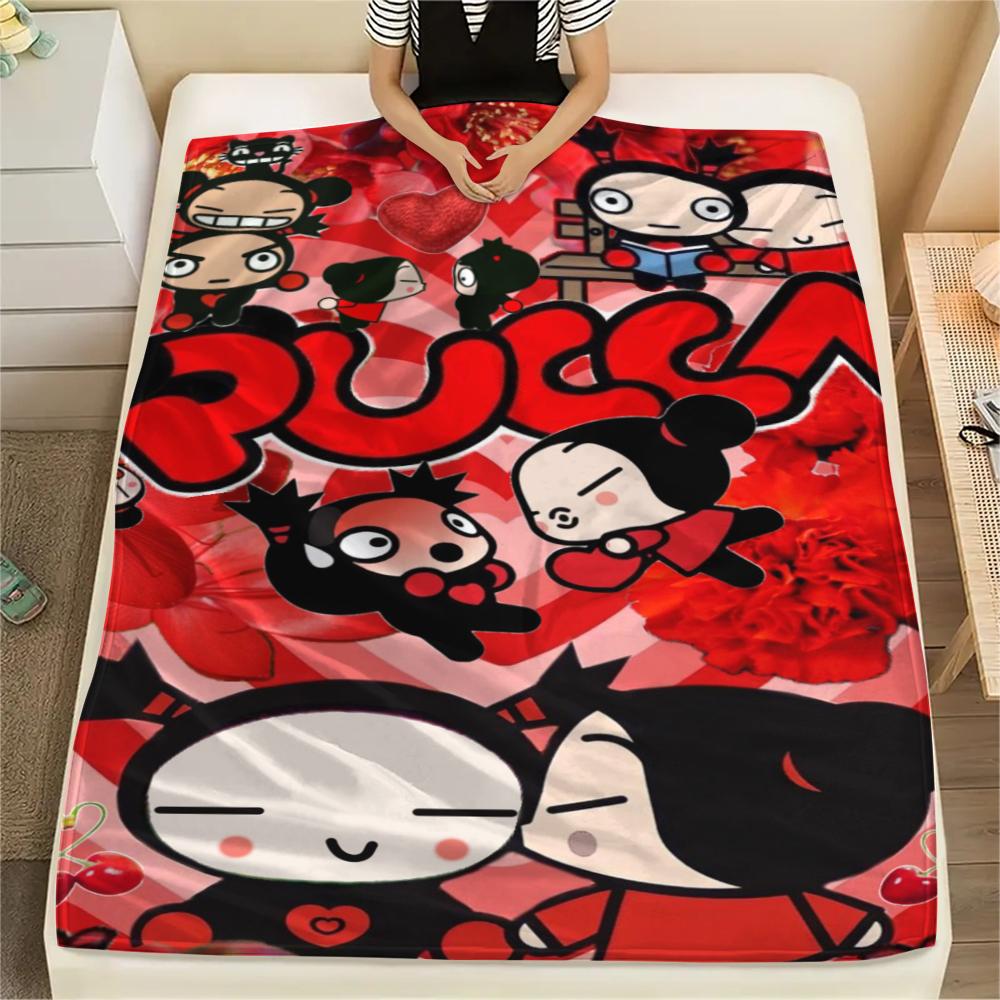 1PC PUCCA Print Flannel Blanket, High quality Comfortable for All Seasons, Home Decor, Warmth and Comfort, Perfect for Christmas Gifts123