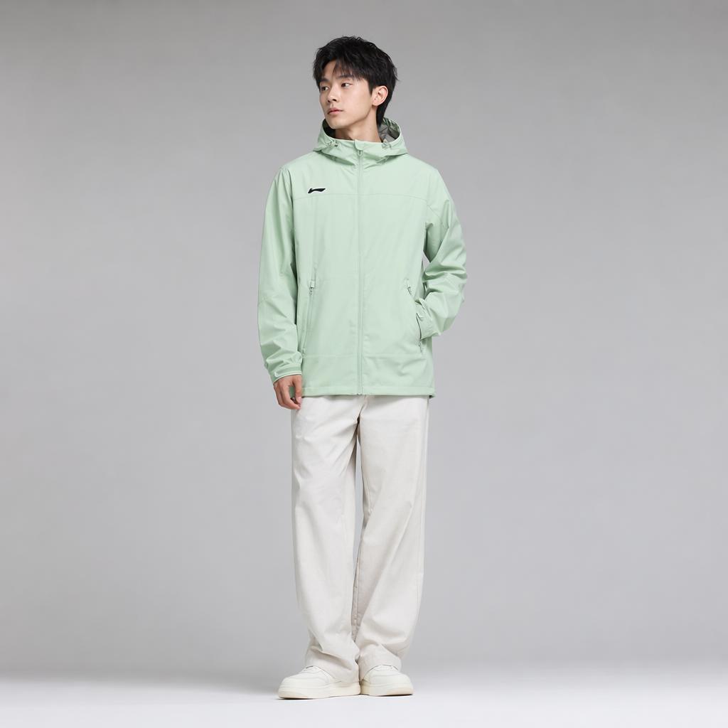 Li-Ning Casual Versatile Loose Comfortable Windbreaker Men Outerwear Water-Gray-Green AFDSC15-3